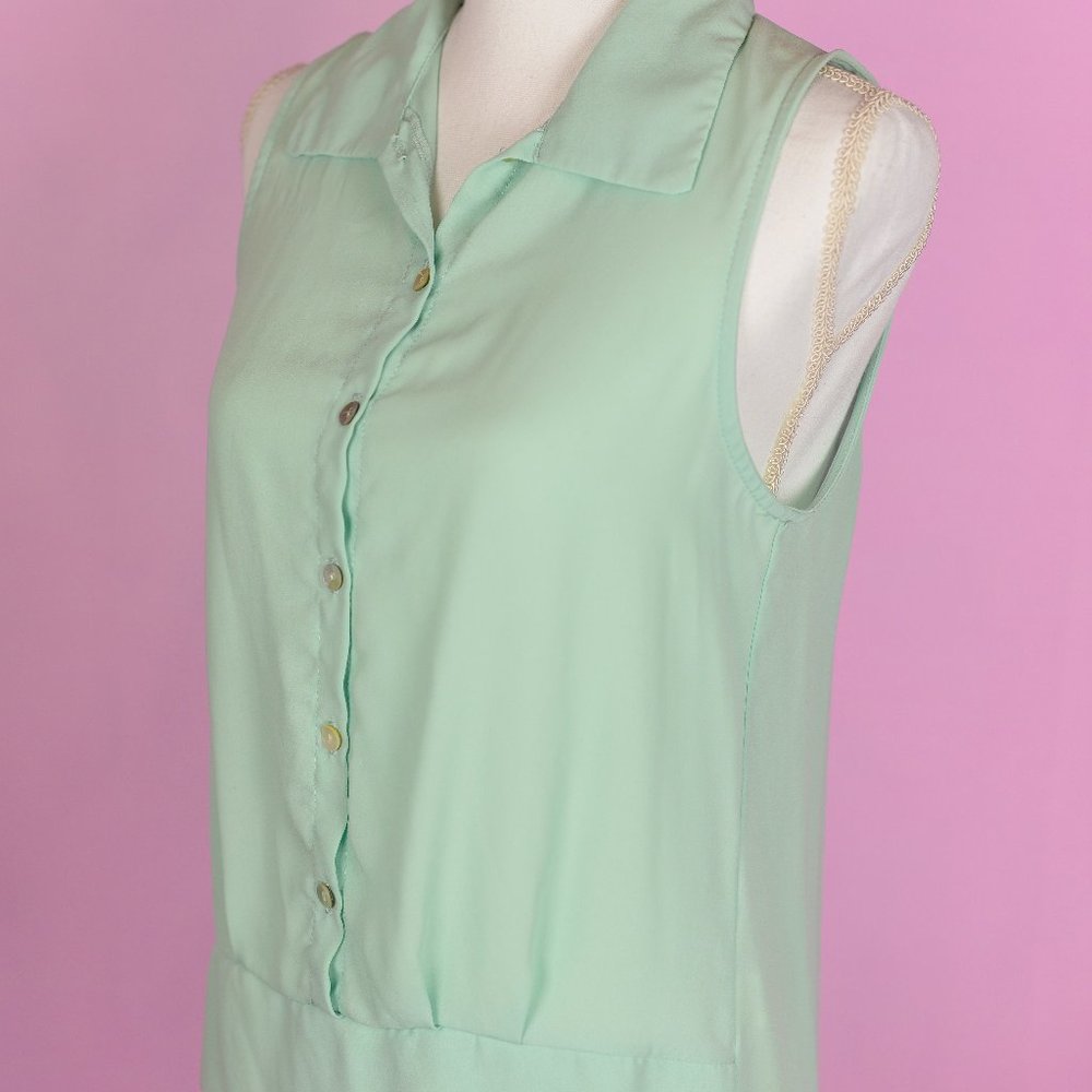 Mauve Sleeveless High Low Mint Blouse - Picture 5 of 7